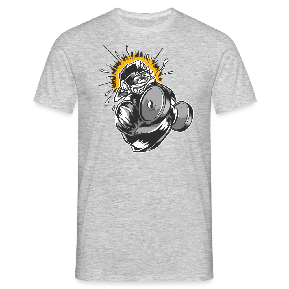 Monkey Kurzhantel - Herren Premiumshirt - Grau meliert