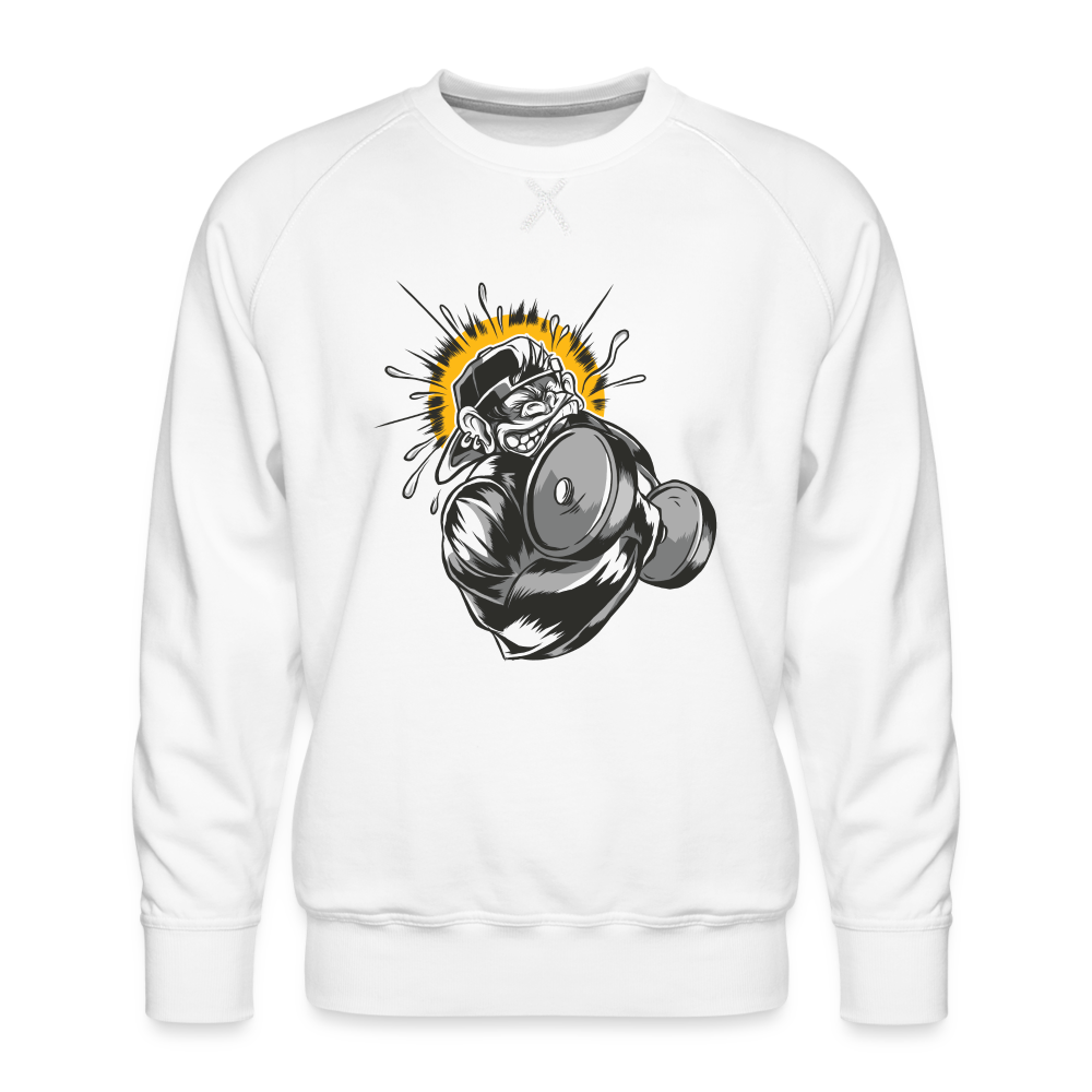 Monkey Kurzhantel - Herren Premium Sweatshirt - weiß