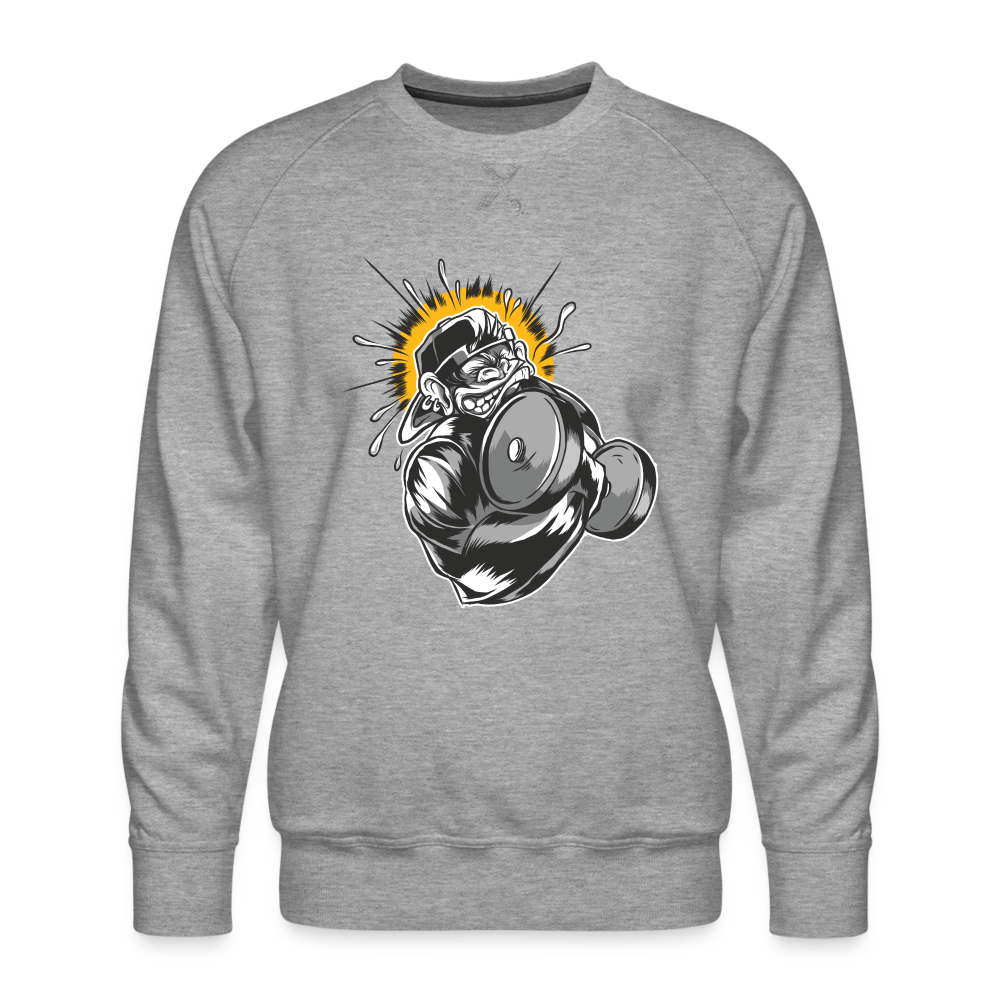 Monkey Kurzhantel - Herren Premium Sweatshirt - Grau meliert