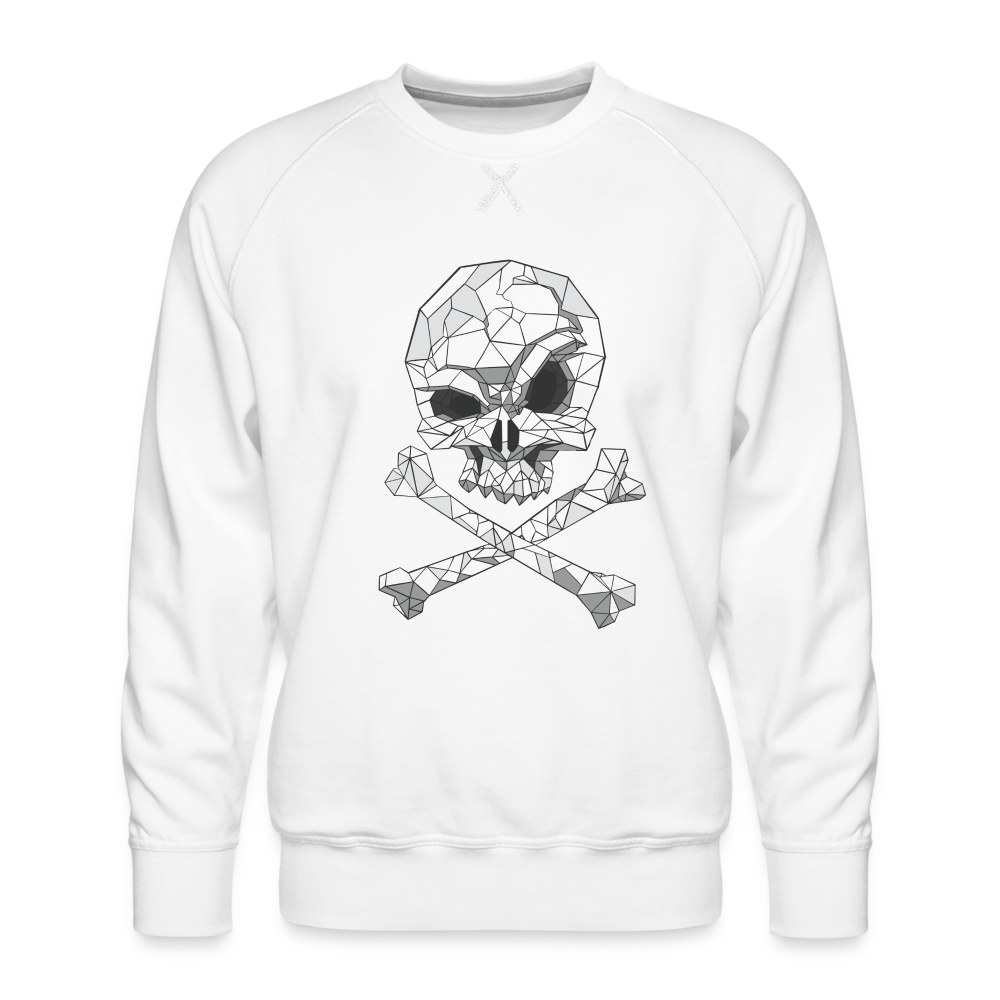 Polygonales Totenkopf - Herren Premium Sweatshirt - weiß