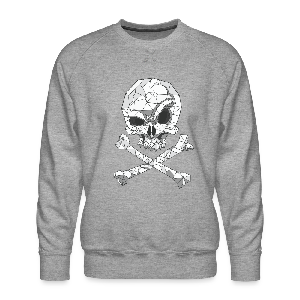 Polygonales Totenkopf - Herren Premium Sweatshirt - Grau meliert