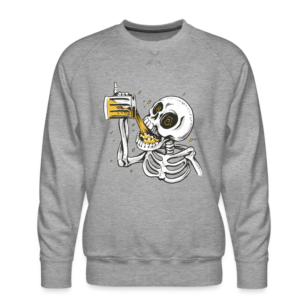 Skelett - Bier - Herren Premium Sweatshirt - Grau meliert