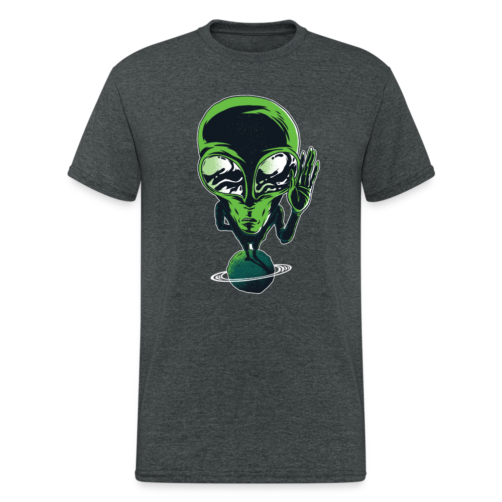 Alien on planet - Herren Premiumshirt - Dunkelgrau meliert