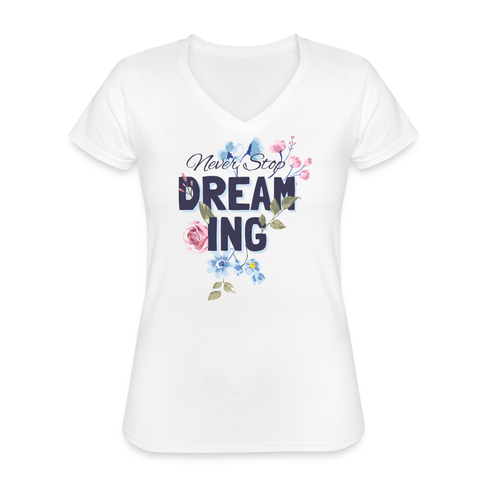 Dreaming Klassisches Frauen-T-Shirt mit V-Ausschnitt - weiß