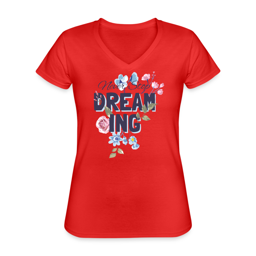 Dreaming Klassisches Frauen-T-Shirt mit V-Ausschnitt - Rot