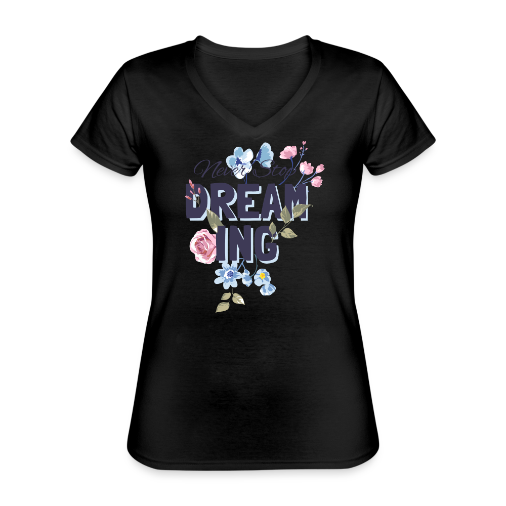 Dreaming Klassisches Frauen-T-Shirt mit V-Ausschnitt - Schwarz