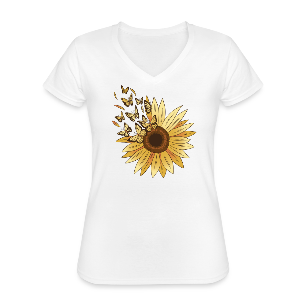 Sunflower Klassisches Frauen-T-Shirt mit V-Ausschnitt - weiß