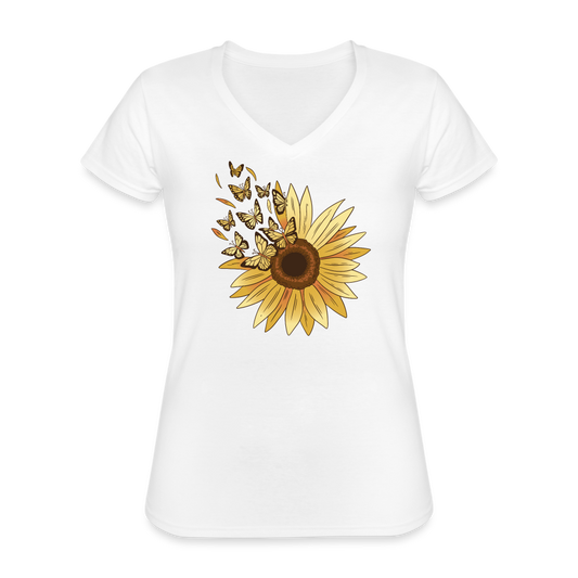 Sunflower Klassisches Frauen-T-Shirt mit V-Ausschnitt - weiß