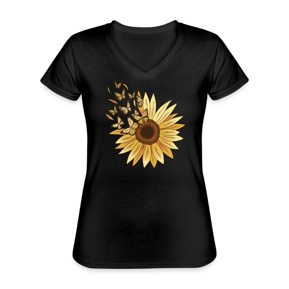 Sunflower Klassisches Frauen-T-Shirt mit V-Ausschnitt - Schwarz