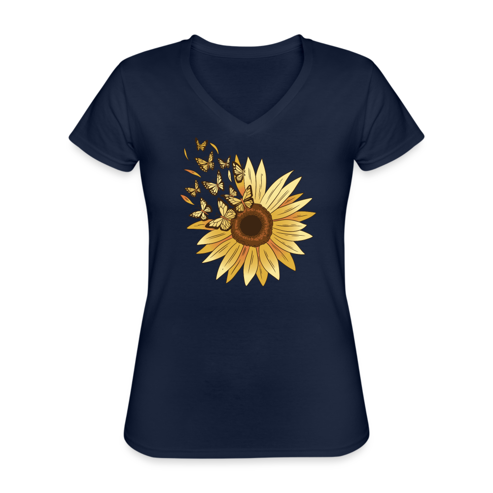 Sunflower Klassisches Frauen-T-Shirt mit V-Ausschnitt - Navy