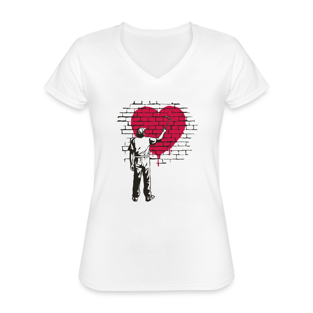 Heart Painter Klassisches Frauen-T-Shirt mit V-Ausschnitt - weiß